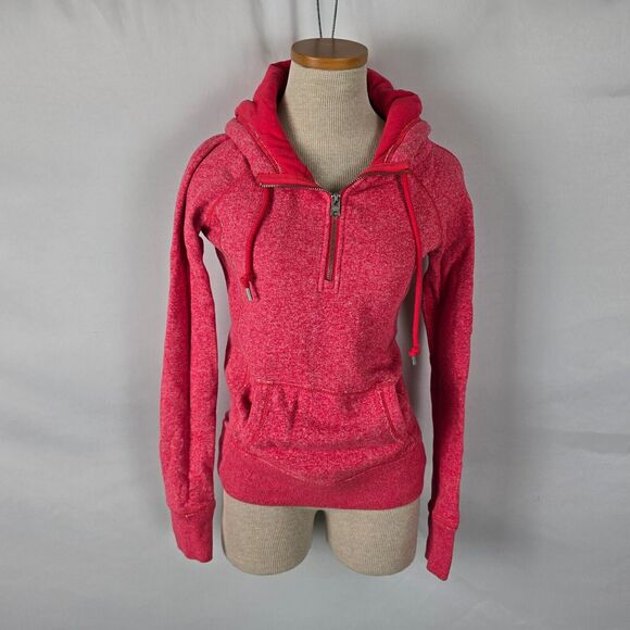 Lorna Jane Hoodie Women's XS Pink Run Time Is My Time Quarter Zip Pockets - Picture 1 of 16